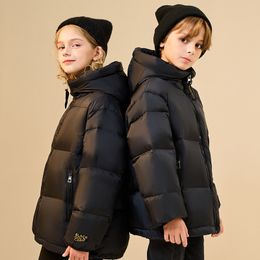 2023 Designer winter new children's down jacket big children's clothing coat padded jacket thickened black gold boys and girls down coat bread suit