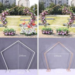 Pentagon Arch Frame Metal Square Wedding Arch Base Pole Stand Display Set Prom Garden Flowers Decoration Party decoration Suppli229Y