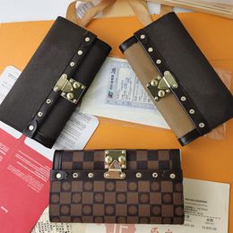 Damier Ebene Long Wallets Clutch Bag Ticket Coin Purse Cheque Women Handbag Designer Purses Fashion Multi Card Slot Card Holder Bag Padlock Hardware Internal Zipper