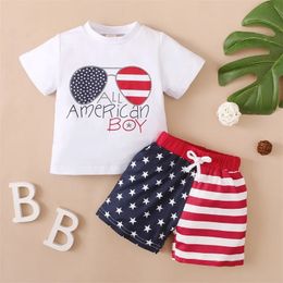 Clothing Sets Summer Newborn Baby Girls Boys 4th of July Outfit American Flag Tee Shirt Short Pants Toddler Independence Day Clothes Set 230927