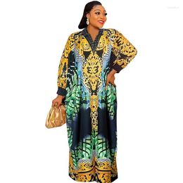 Ethnic Clothing Vestidos African Dresses For Women Muslim Robe Long Sleeve Dress Classic Print Summer Dashiki Casual