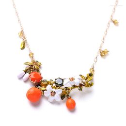 Pendant Necklaces Enamel Flowers Outlets Personality Fruit Necklace For Girls Birthday Gift Fashion Jewelry Accessories