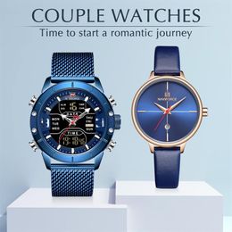 Couple Watches NAVIFORCE Top Brand Stainless Steel Quartz Wrist Watch for Men and Women Fashion Casual Clock Gifts Set for 261r