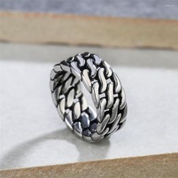 Cluster Rings Punk Hip Hop Woven Hollow Ring Simple Stainless Steel Motorcycle Chain Men Fashion Jewelry Gift Wholesale Size 7-13