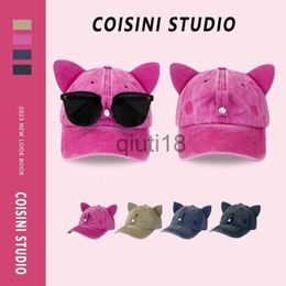 Ball Caps Cute Cat Ears Pilot Baseball Caps for Men and Women Spring and Summer Korean Street Versatile Sunglasses Shading Hip-hop Hat x0927