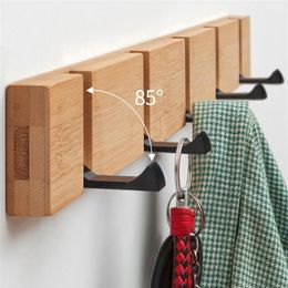 4 5 6 Hooks Wood Wall Hanger Coat Hooks Key Hook Holder Coat Hook Bedroom Door Hat Clothes Rack Hanger Kitchen Toilet Hook 201221276q