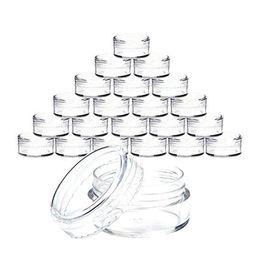 40#100 Pcs 3 Gramme Clear Plastic Jewellery Bead Makeup Glitter Storage Box Small Round Container Jars Make Up Organiser Boxes & Bins224f