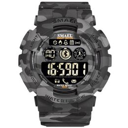 Fashion Camouflage Military Watches Men SMAEL Bluetooth LED Digital 50M Waterproof Sports Watch 8013 Wristwatches320t