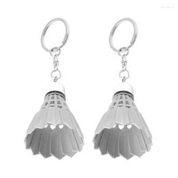 Keychains 2X Keychain Handbag Split Ring Plastic Key Badminton Decoration White