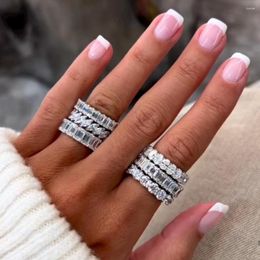 Cluster Rings 925 Sterling Silver Full Paved Marquise Cubic Zirconia 5A CZ Sparking Bling Iced Out Women Finger Engagement Ring