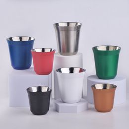 Mugs 80/160Ml Espresso 304 Stainless Steel Double-Layer Anti-Scalding Coffee Milk Drink Breakfast Cups Insulated 230927