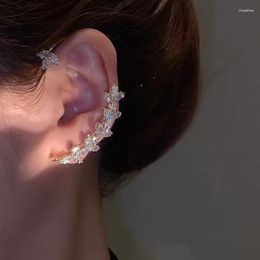 Backs Earrings Zircon Leaves Ear Clips Without Piercing Ear-Hook For Women Sparkling Cuff Clip Wedding Jewellery