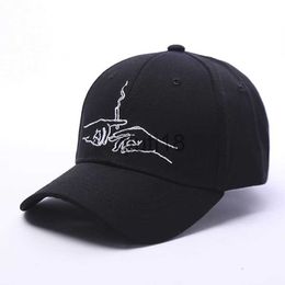 Ball Caps New Brand Smoke Baseball Cap Dad Hat For Men Women Embroidery Hands Smoke Pattern Trucker Cap Weed Bone Golf Baseball Hat x0927