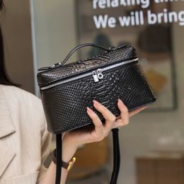 Designer Evening Bag Cosmetic Bags Top Layer Cowhide Lp19 Lunch Box Bag Genuine Leather Women's Bag 2023 New Python Pattern Portable Box Bag Crossbody Small Bag