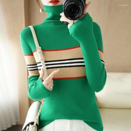 Women's Sweaters 2023 Cashmere Striped Womens Sweater High-necked Women Pullovers For Female Woman Pullover