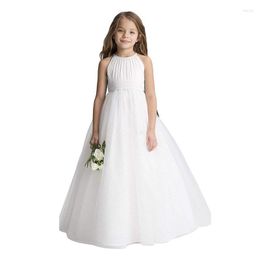 Girl Dresses DongCMY Wedding Party Flower Dress Sleeveless Chiffon Rice White Long Luxurious Kid's Princess Evening