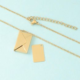 Pendant Necklaces Stainless Steel Envelope Necklace Blank For Engrave Metal Choker Mirror Polished Wholesale 10pcs