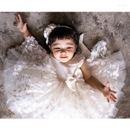 Girl Dresses 2023 Baby Baptism Flower Chic Wedding Sleeveless Round Neck Birthday Party Darling Communion Graduation Gown