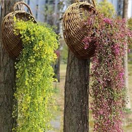 5-prong Length 82cm Golden Bell-willow Artificial Fake Flower Vine Plant Home Wall Decoration Indoor Outdoor Hanging Decor Plant255z