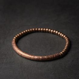 Bangle Handmade Hammered Pure Copper Bracelet Vintage Artificial Oxidised Street Rock Style Metal Unisex Jewellery For Men Women 230927