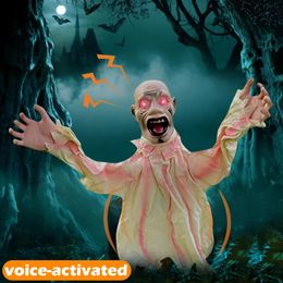 Other Event Party Supplies Halloween Decoration Scary Doll Ground Plugin Large Swing Ghost Voice Control Horror Prop For Outdoor Garden Decor 230921