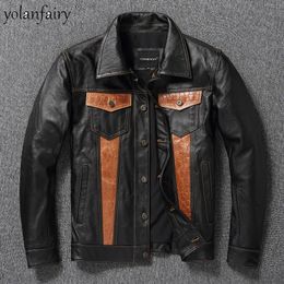 Men's Leather Faux Cowhide Genuine Jacket Men 2023 Autumn Black Jackets for Casual Slim Motorcycle Jaqueta Masculina Lq457 230927