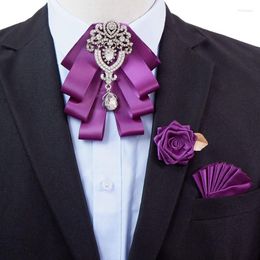 Bow Ties Men's Tie Brooch Set British Korean Business Banquet Dress Suit Shirt Collar Flowers Men Wedding Bow-tie Brooches 3 Pcs Sets