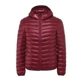 Men's Down Parkas New Fashion Boutique Solid Colour Warm Mens Casual Hooded White Duck Down Jacket / Thin and Light Men's Down Coats YQ230927