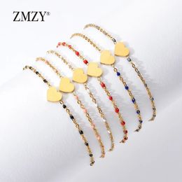 Bangle ZMZY 7PCS/LOT Heart Charming Bracelets Bangles For Women/Girls Gold Color Stainless Steel Bracelet Statement Jewelry Wholesale 230927