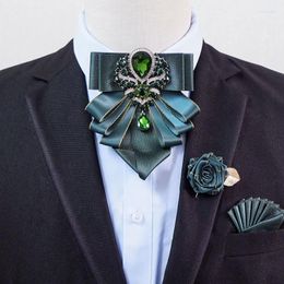 Bow Ties Tie Brooch Set Luxury Jewellery British Business Banquet Dress Shirt Collar Flowers Men's Wedding Bow-tie Corsage 3 Pcs Sets