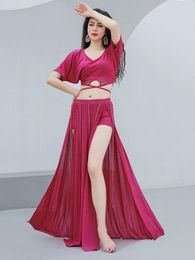 Stage Wear Women's Belly Dance Clothing Adult Sexy Design Light Luxury Diamond Tassel Strips Practise Performance Team Dress