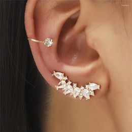 Backs Earrings WUKALO Crystal Star Leaf Flower Ear Cuff Geometric Zircon Clip Set For Women Men Luxury Earring Trend Jewellery