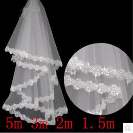 Beautiful Wedding Veils Appliqued Crystal Soft Tulle Bridal Veil White High Quality 1 5 2 3 5 M Bridal Accessories235v