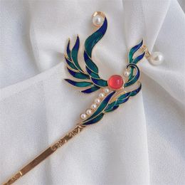 Hair Clips Cloisonne Earrings Antique Hanfu Hairpin Pendant China Vintage Stick Pin Chinese Retro Style Headwear Accessory Women