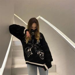 Y2K Cute Kawaii Pullover Unisex Street Wear European and American Harajuku Gothic Anime Pattern Knitted Sweater Womens Punk Vintage Sweater