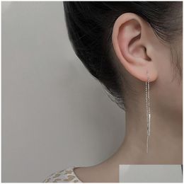 Dangle & Chandelier Vintage Simple Ear Line Long Dangle Earrings Chain For Women Rose Gold Sier Color Fashion Jewelry Drop Earring Bij Dhwmo