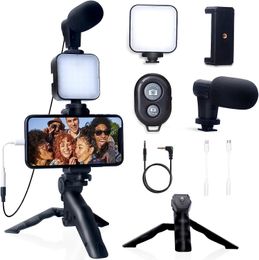 Flash Heads Smartphone Vlogging Kit for iPhone Android with Tripod Mini Microphone Starter Vlog kit TikTok Live Stream Video 230927