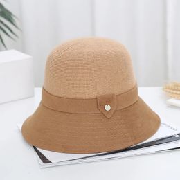 Wide Brim Hats Bucket Autumn and winter fashion joker cashmere knitted hat thickened dome wool creative cloth brim patchwork small cap 230927