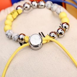 Designer Beaded Bracelet Strands For Women and Men Fashion Silver Stone Pendent String Beads Bracelets Girls Party Wedding Women J221k