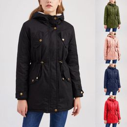 Women's Trench Coats Solid Color Hooded Fleece Long Sleeved Multi Thick Down Jacket Women Womens Jackets 3x Winter Coat