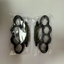New ARIVAL Black alloy KNUCKLES DUSTER BUCKLE Male and Female Self-defense Four Finger Punches243F