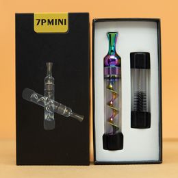 7Pmini Dry Herb Pipes Spiral Pole Smoke Bucket Dry Burnt Twisty Glass Pipe Vaporizer Smoking Twisty Kits Best quality