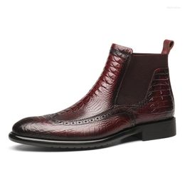 Boots Men British High-top Booties Leather Shoes Pointed The Trend Of In Business