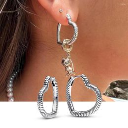 Hoop Earrings Elevated Heart Stud Silver Hoops Hanging Personalized Luxury Fine Jewelry Original Fashion Gifts Women Designer