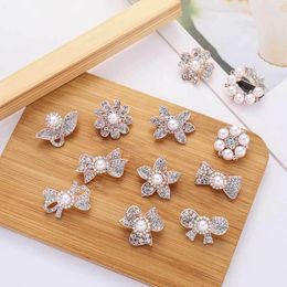 Brooches Imitation Pearl Brooch Women With Rhinestones Flower Corsage Dress Collar Pin Silk Scarf Buckle Dual-use H1467