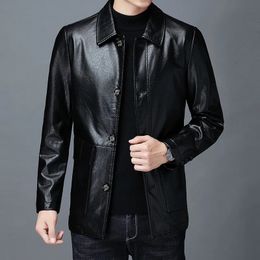 Men's Leather Faux CG028 Fall And Winter Fashion Casual Lapel Thin Plush LongSleeved Jacket Coat 230927