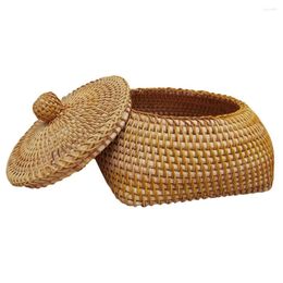 Dinnerware Sets Small Basket With Lid Household Weave Baskets Lids Bread Straw Woven Storage