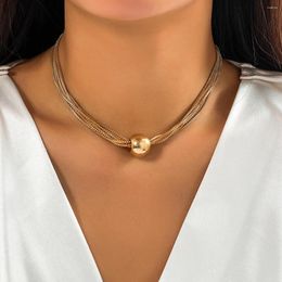 Choker Layered Chain With Big Ball Short Necklace For Women Trendy Chunky Collar On Neck 2023 Fashion Jewelry Accessories Female