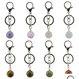 Key Rings Fashion Spherical Crystal Pendant Keychain Healing Car Key Chain Origin For Rear View Mirror Gift Friends And Lovers Jewelry Dhjzn