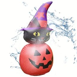 1/2pcs Halloween Inflatable Pumpkin Cat, Pumpkin Inflatable Decoration Ball, Lawn Yard Decoration Light Halloween Festival Decoration, Built-in LED Inflatable